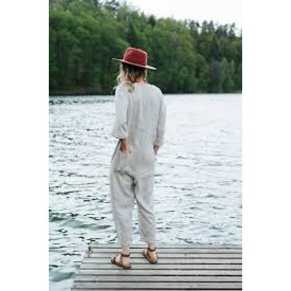 Mantaikotai Madrid 100% Linen Oversized Romper Size Medium - Picture 2 of 9